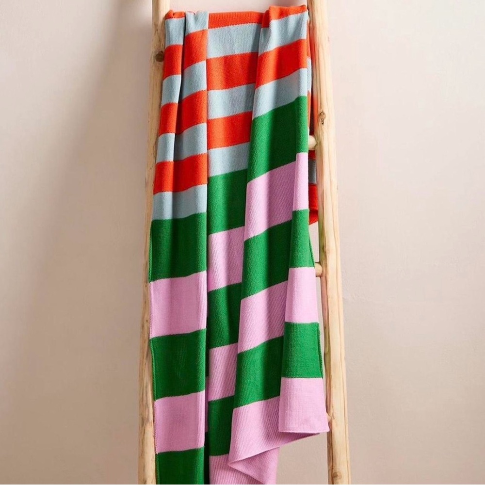 Free People Striped Blanket in Orange, Green, Pink, and blue